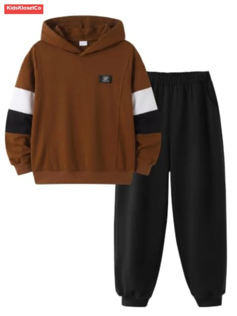 Boys 2-Piece Color-Block Hoodie & Jogger Set Cotton Blend Casual Outfit
